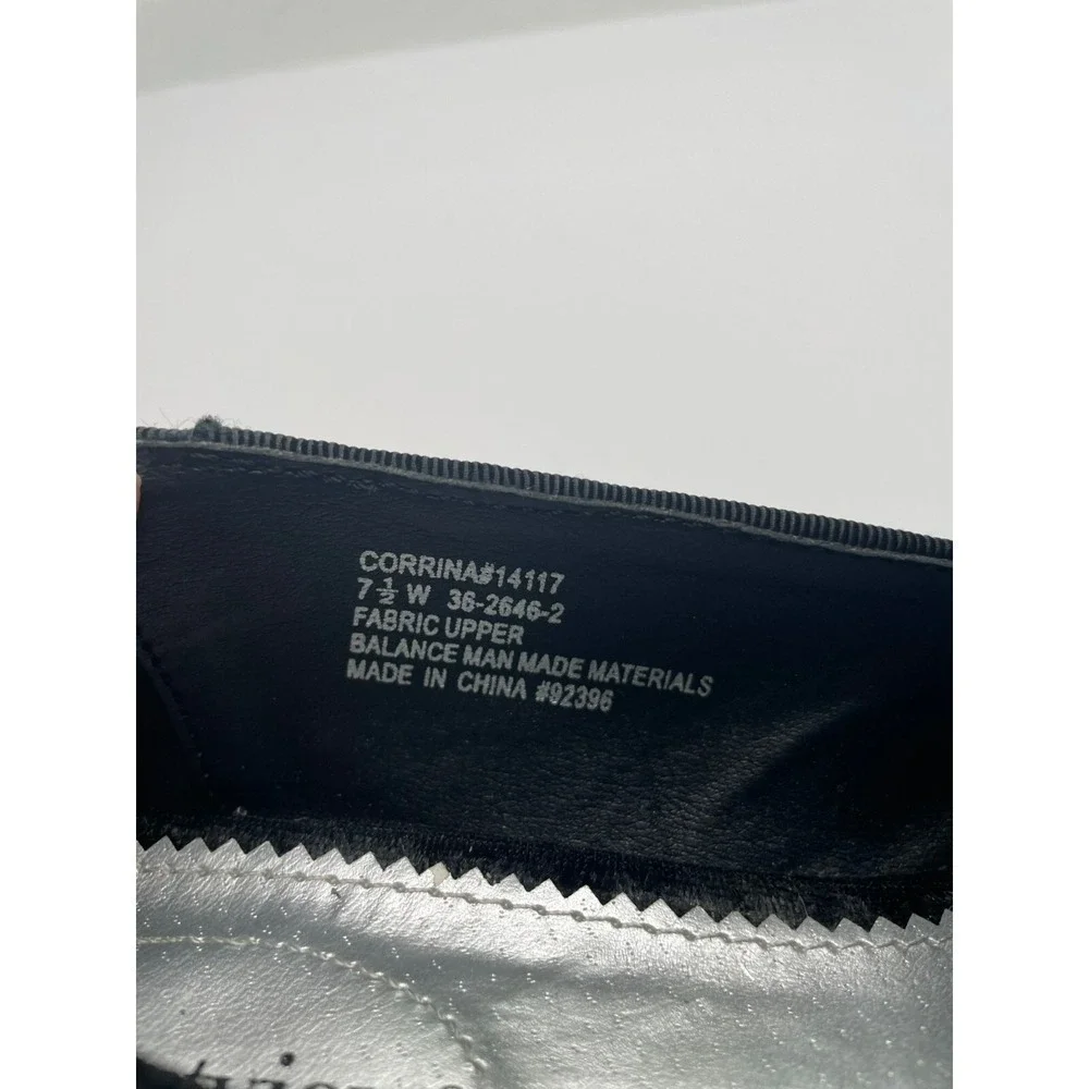 ComfortView 7.5 Black Crushed Velvet & Rhinestone Loafers